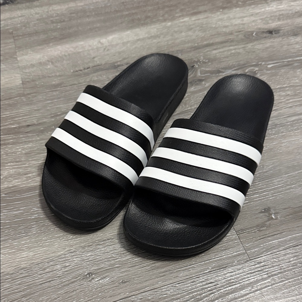 adidas Black and White Slide Sandals